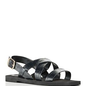 Aqua Rai Black Croc Strappy Slingback Sandals 6 NWT